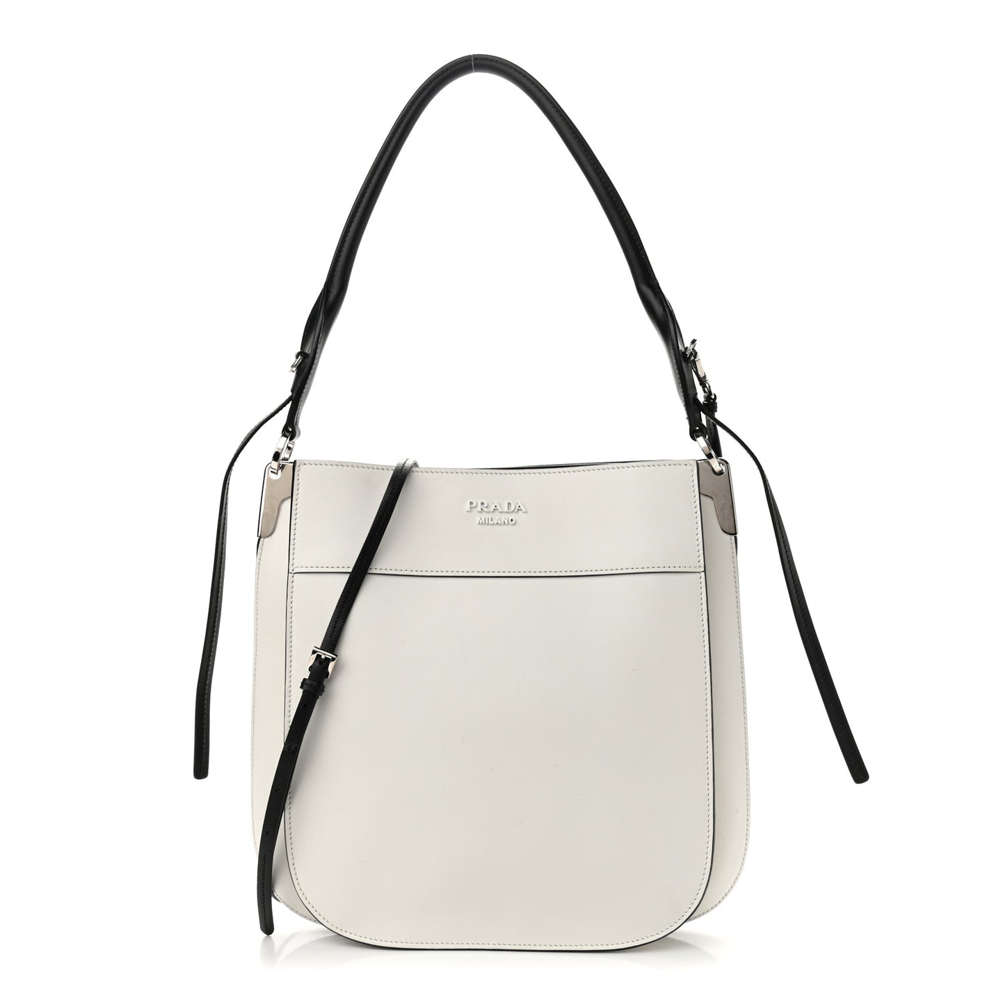 City Calfskin Small Margit Bag White Black