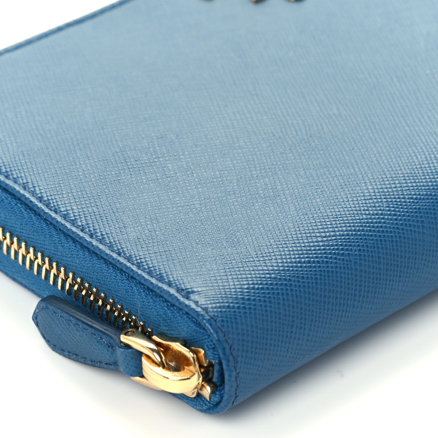 Saffiano Metal Zip Around Wallet Blue