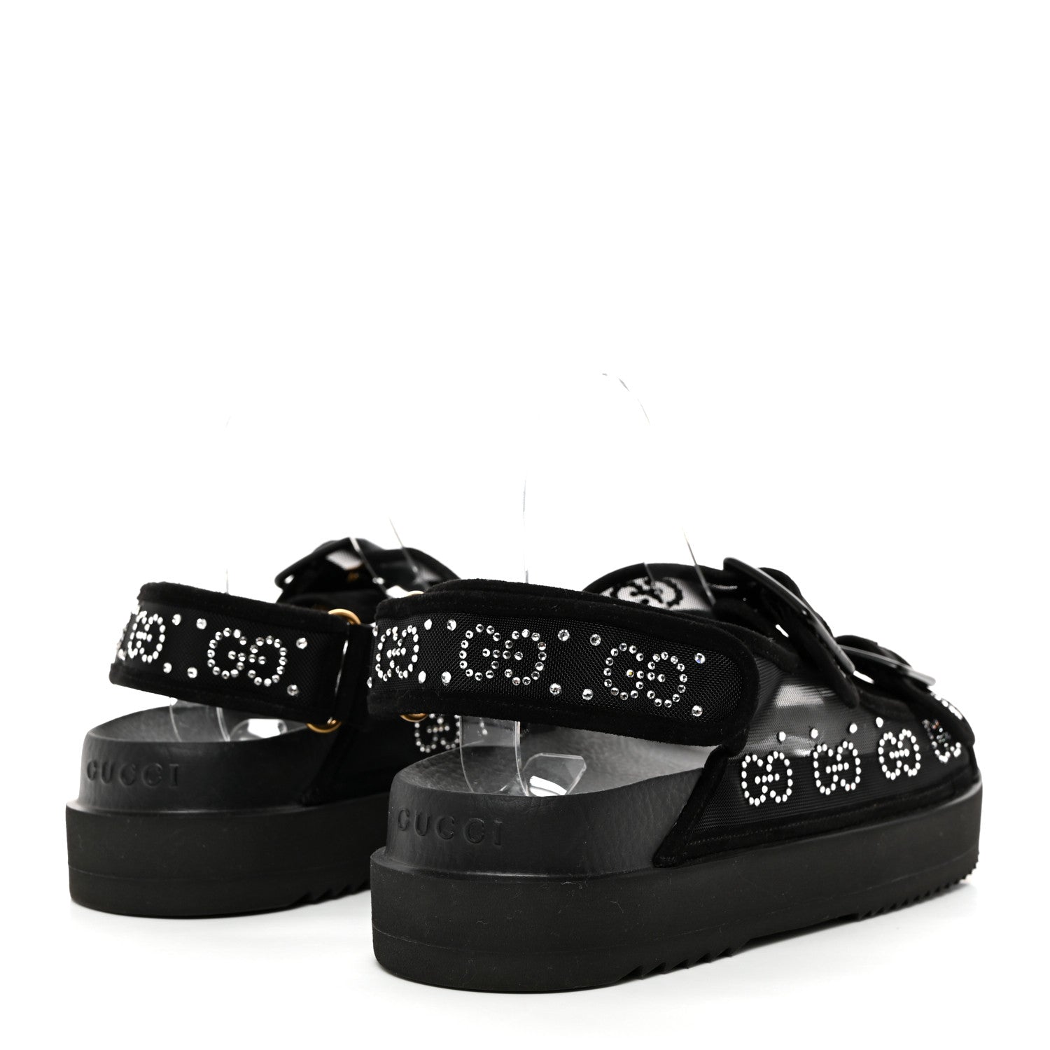 Gucci Tela Retino Kid Scamosciato Crystal GG Monogram Womens Dad Sandals 39 Black 4 of 8