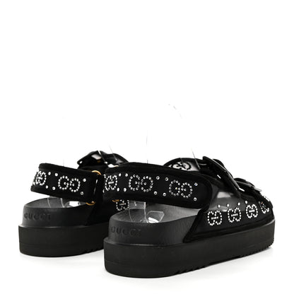 Gucci Tela Retino Kid Scamosciato Crystal GG Monogram Womens Dad Sandals 39 Black 4 of 8
