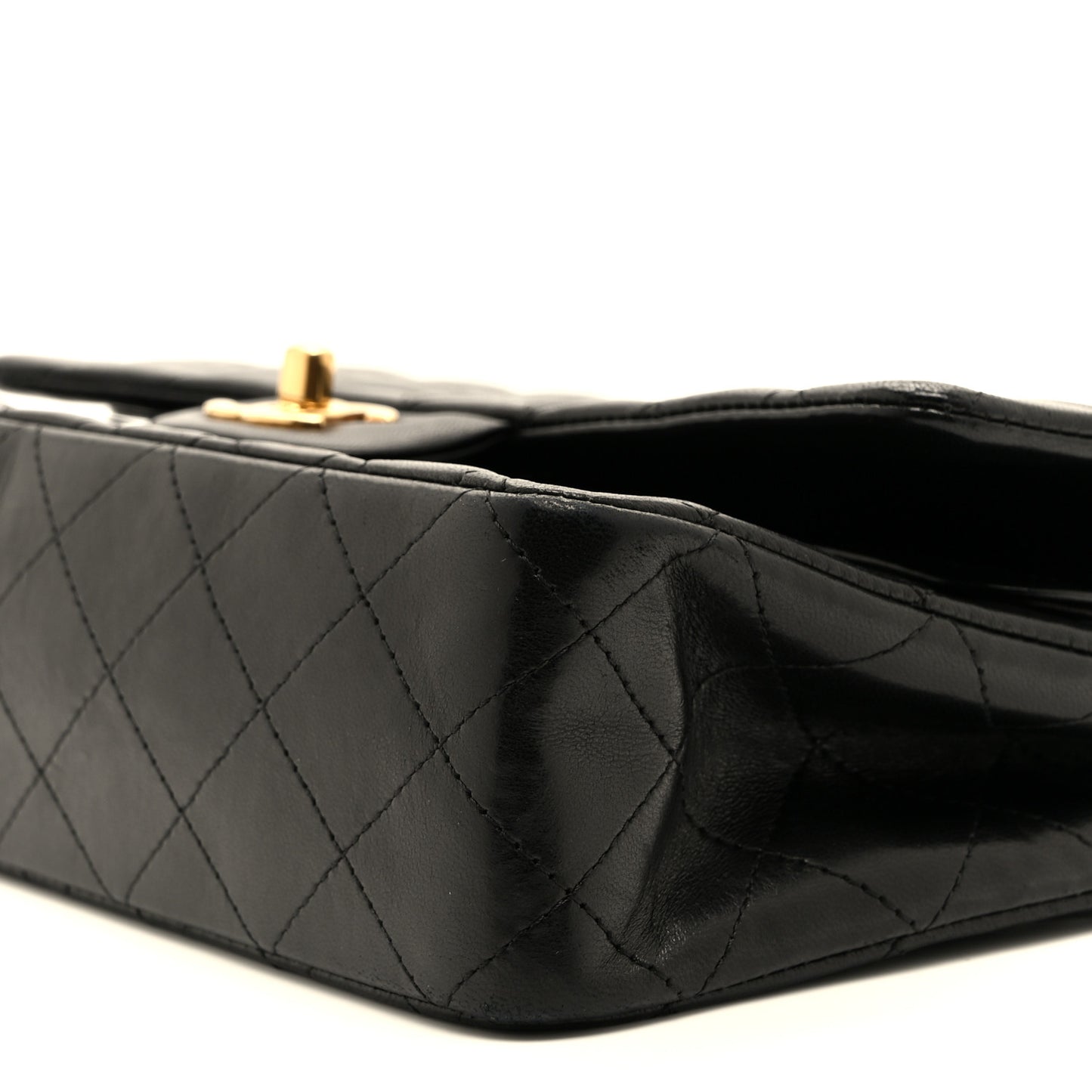 Lambskin Quilted Medium Double Flap Black