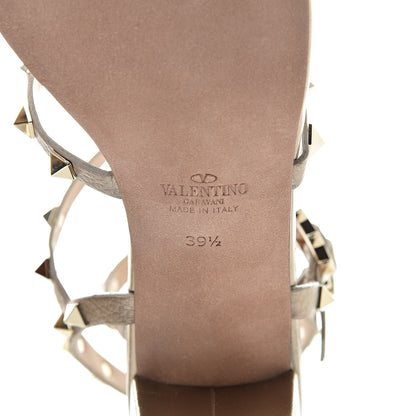 Valentino Garavani Metallic Pebbled Calfskin Rockstud 60mm City Sandals 39.5 Skin 6 of 10
