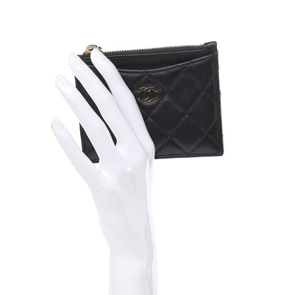 Chanel Lambskin Quilted Zip Card Holder Black 2 of 14