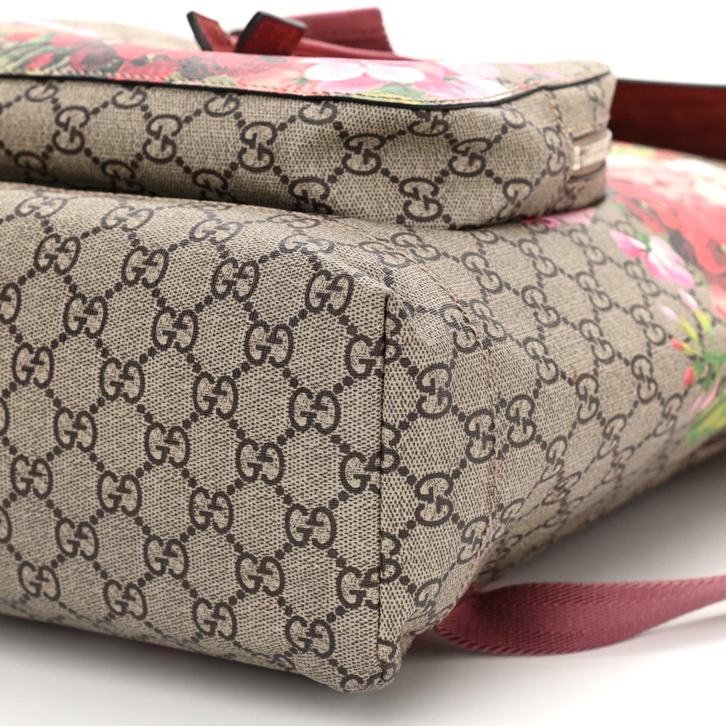 GG Supreme Monogram Blooms Medium Single Buckle Backpack Beige Multicolor Dry Rose