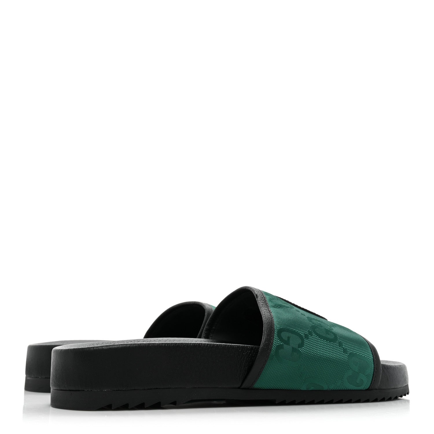 Gucci Econyl Nylon Monogram Mens Off The Grid Slide Sandals 10 Scrabble Green Black 4 of 9