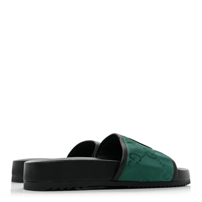 Gucci Econyl Nylon Monogram Mens Off The Grid Slide Sandals 10 Scrabble Green Black 4 of 9