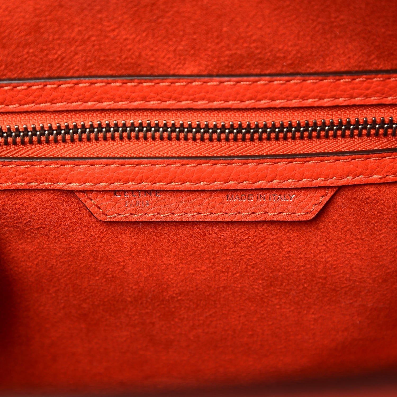 Celine Drummed Calfskin Micro Luggage Vermillion 6 of 9