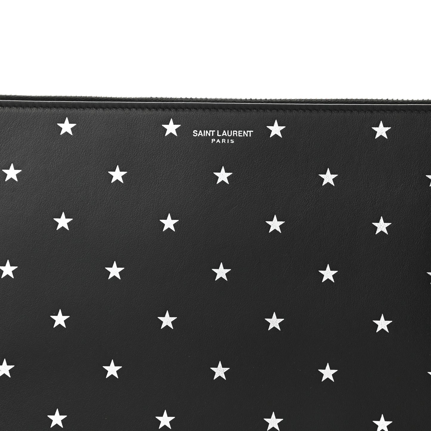 Calfskin Star Logo Zipped Tablet Pouch Black