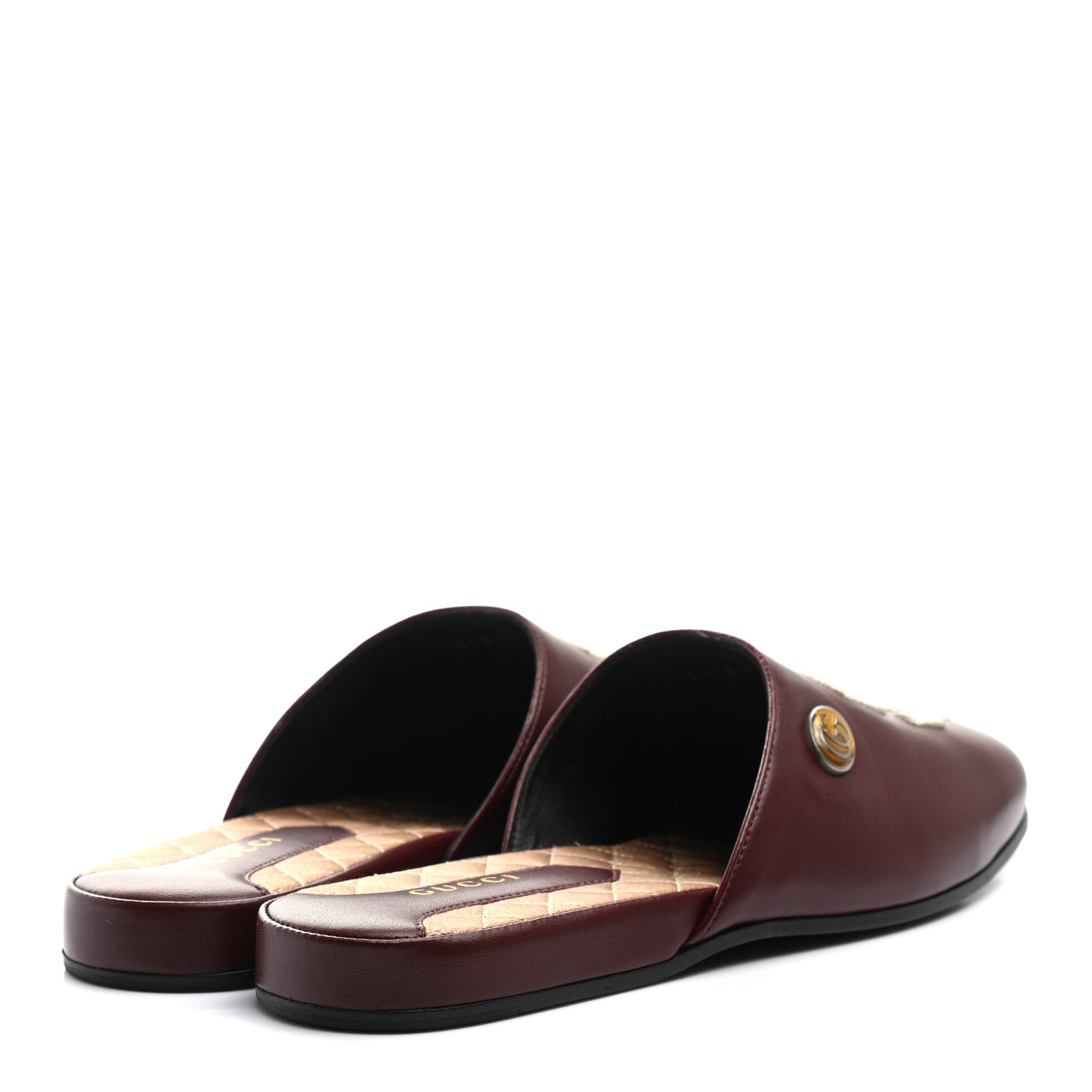 X MLB Calfskin SF Giants Embroidered Womens GG Slippers 38 Vintage Bordeaux