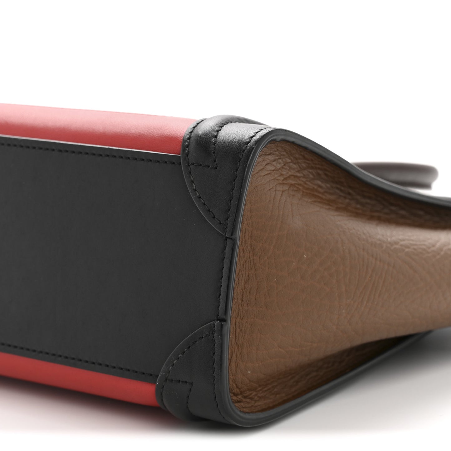 Smooth Calfskin Bullhide Nano Tri-Color Luggage Bright Red