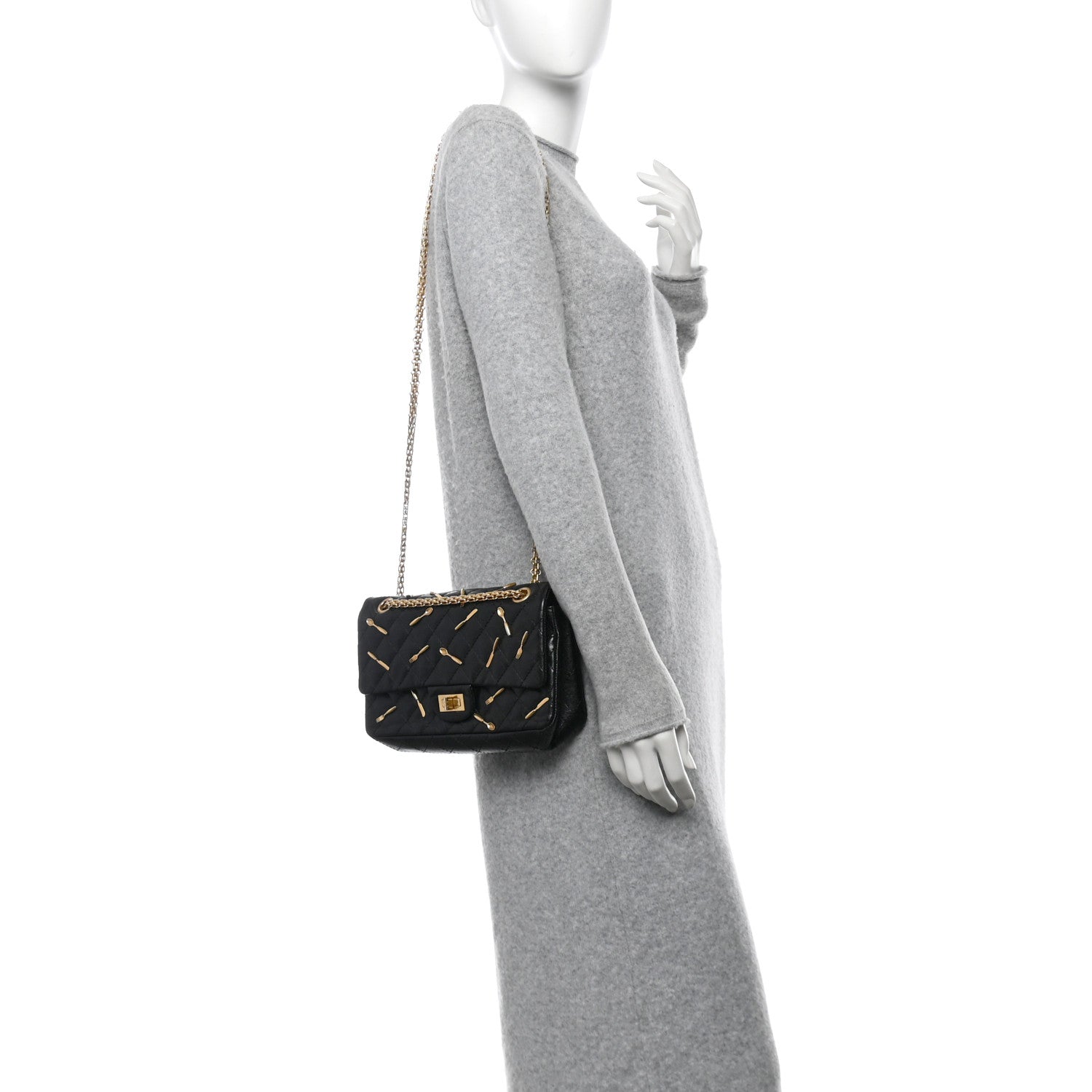 Chanel Calfskin Quilted Spoon Charms Brasserie 2.55 Reissue 225 Flap Black 2 of 14