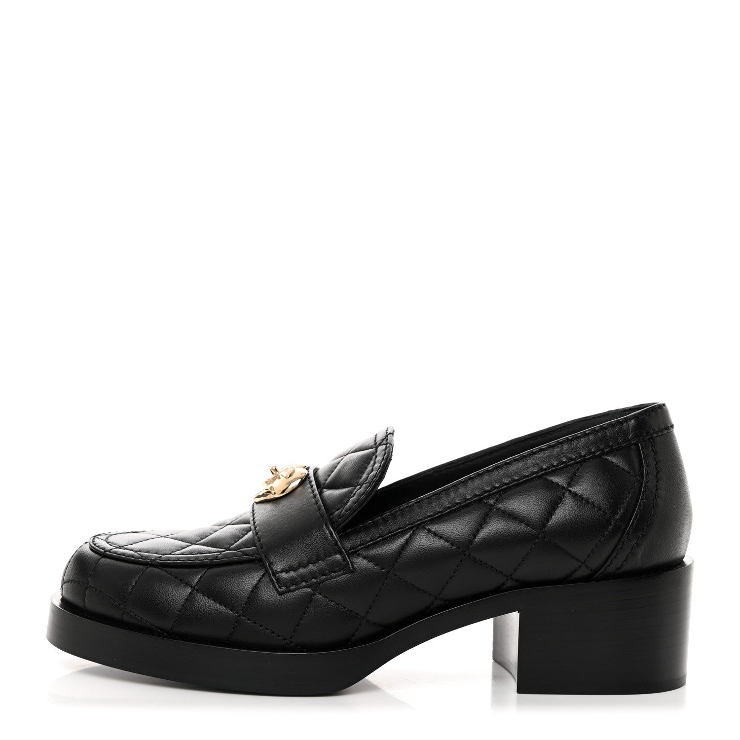 Chanel Lambskin Quilted CC Heart Loafers 37 Black 1 of 12