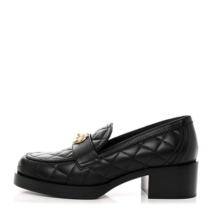 Chanel Lambskin Quilted CC Heart Loafers 37 Black 1 of 12
