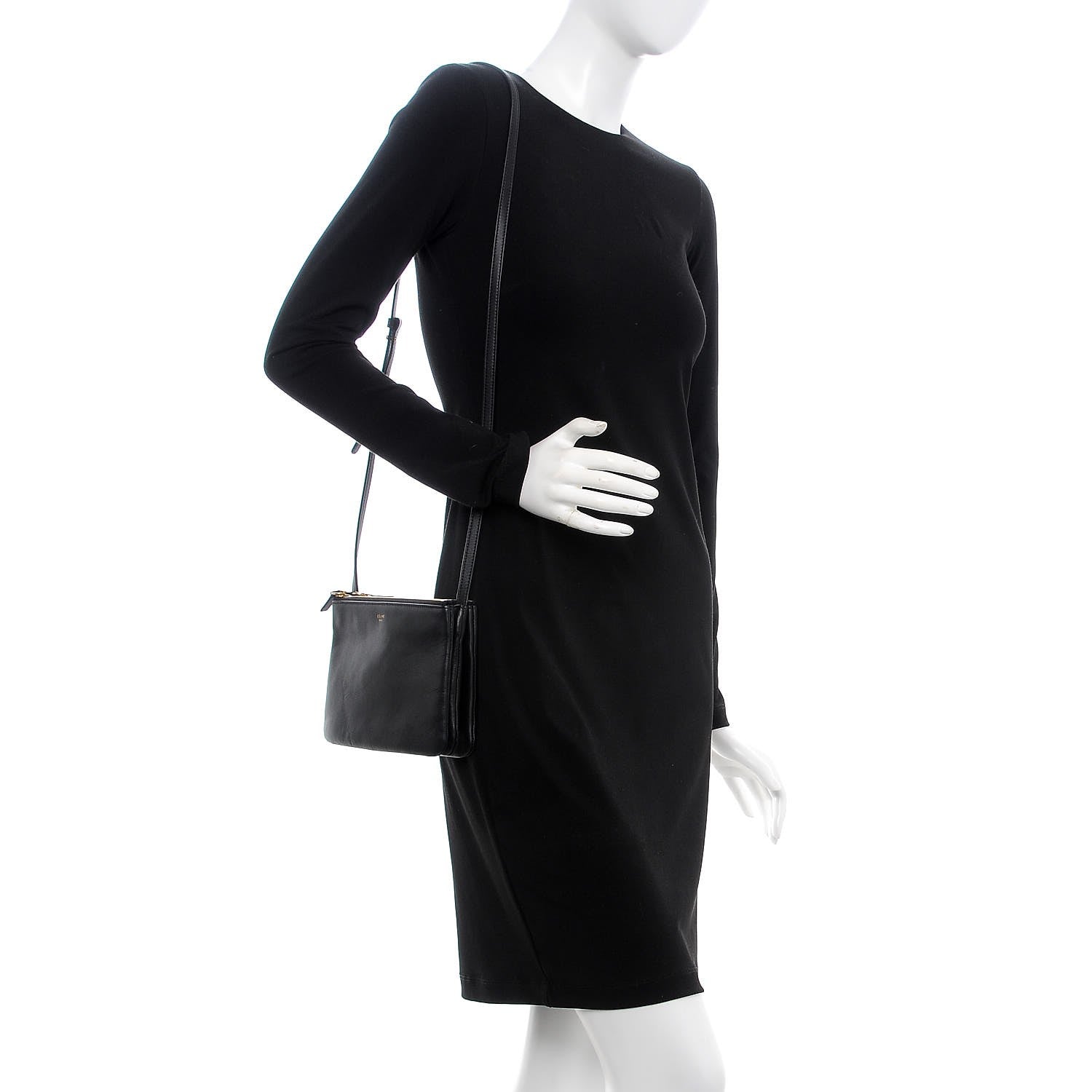 Celine Lambskin Small Trio Crossbody Bag Black 2 of 9