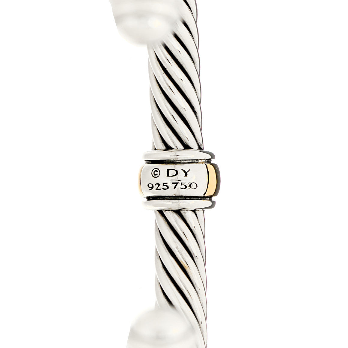 David Yurman Sterling Silver 18K Yellow Gold 4mm Station Cable Bracelet 3 of 3