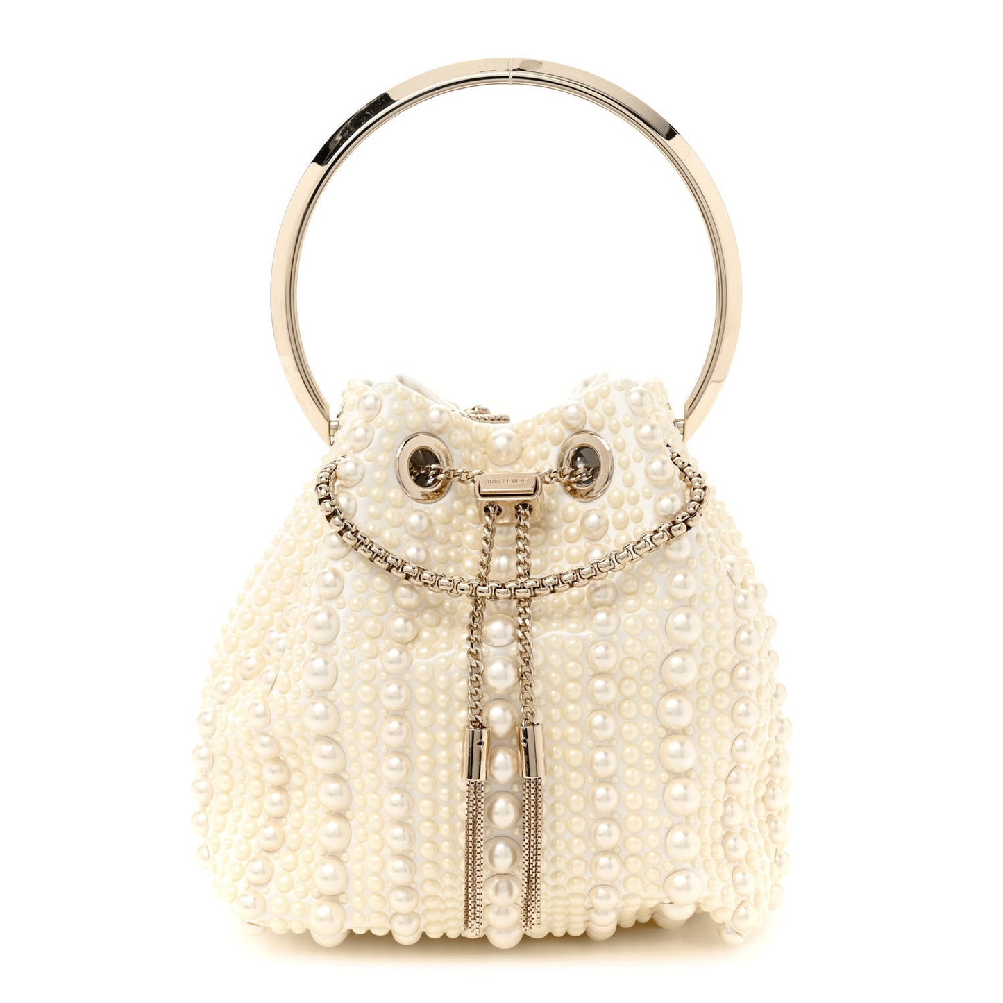 Satin Pearl Embellished Bon Bon Bag Ivory