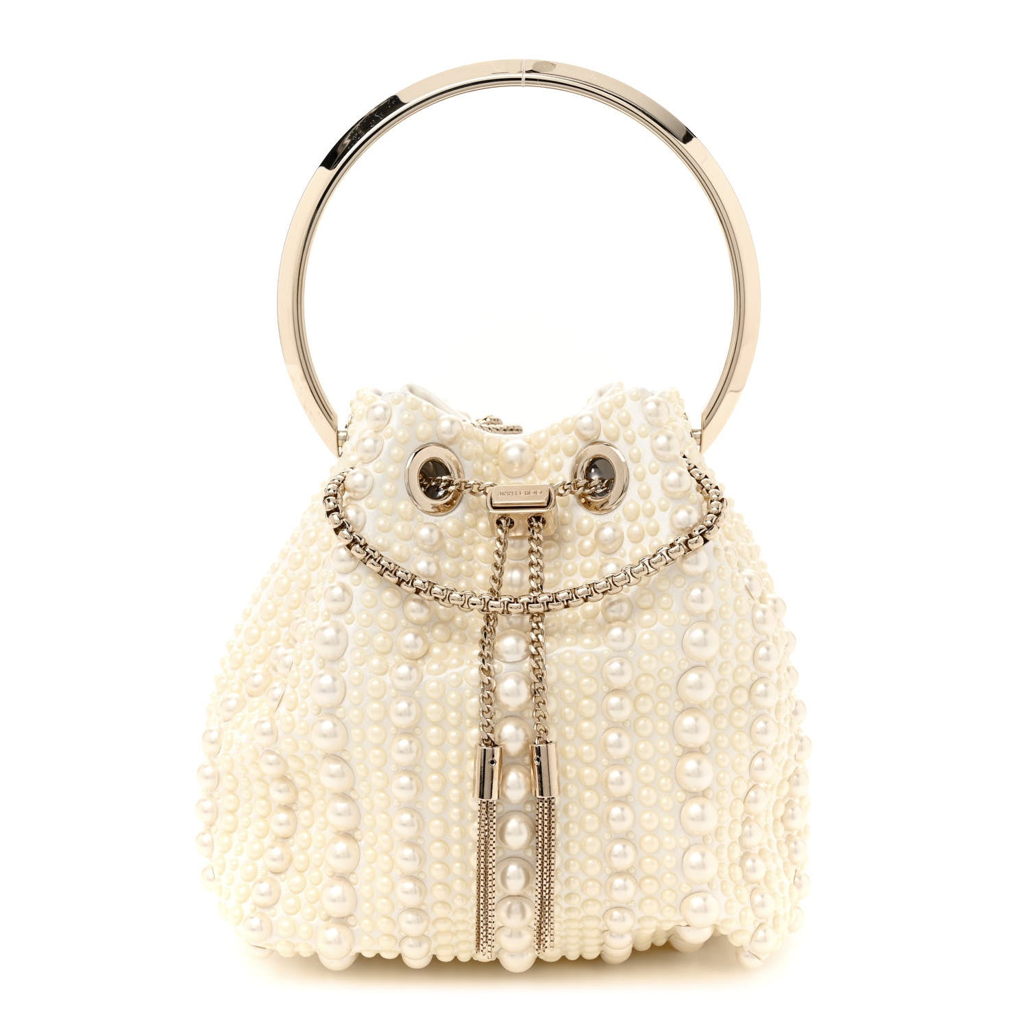 Jimmy Choo Satin Pearl Embellished Bon Bon Bag Ivory 1 of 9