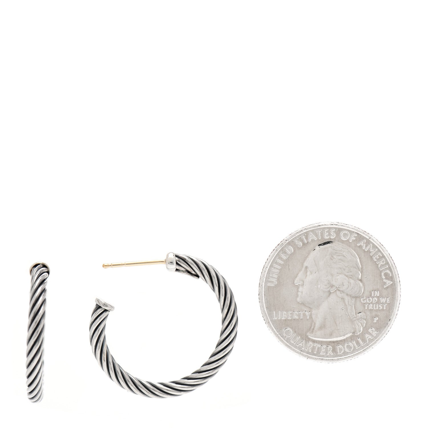David Yurman Sterling Silver Small Cable Classics Hoop Earrings 2 of 4