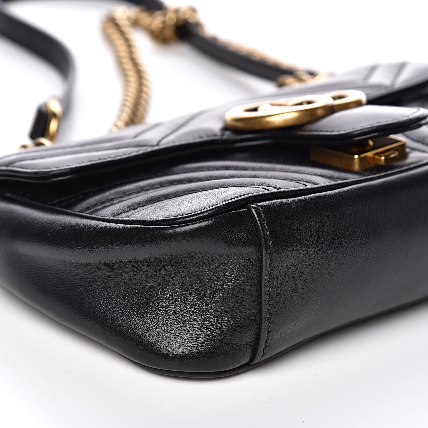 Gucci Calfskin Matelasse Mini GG Marmont Shoulder Bag Black 9 of 12