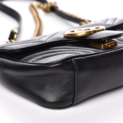 Gucci Calfskin Matelasse Mini GG Marmont Shoulder Bag Black 9 of 12