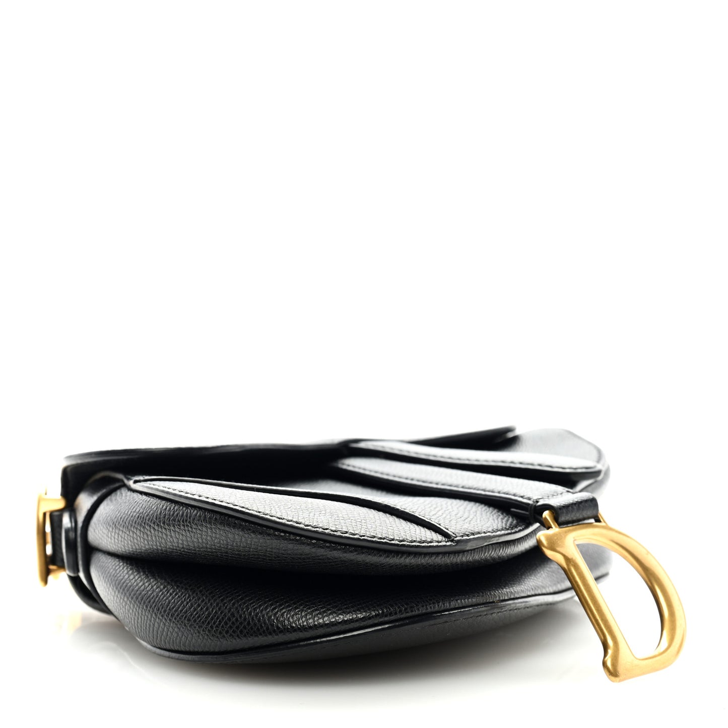 Grained Calfskin Mini Saddle Bag Black