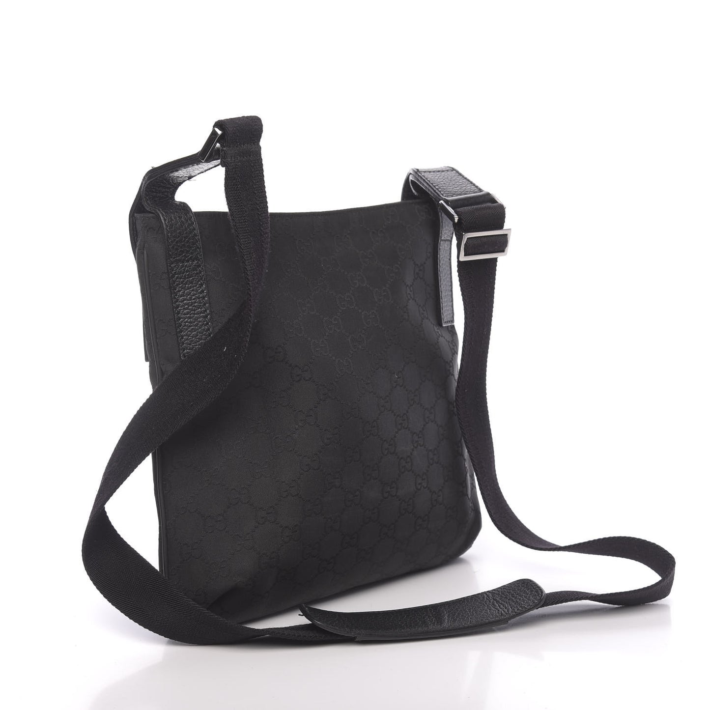 Nylon Monogram Flat Messenger Bag Black