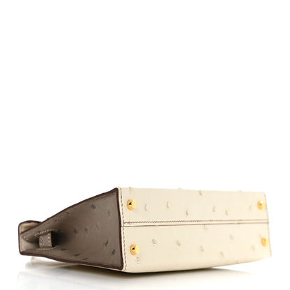 Hermes Ostrich Horseshoe Kelly Sellier Mini 20 Nata Gris Tourterelle 4 of 10