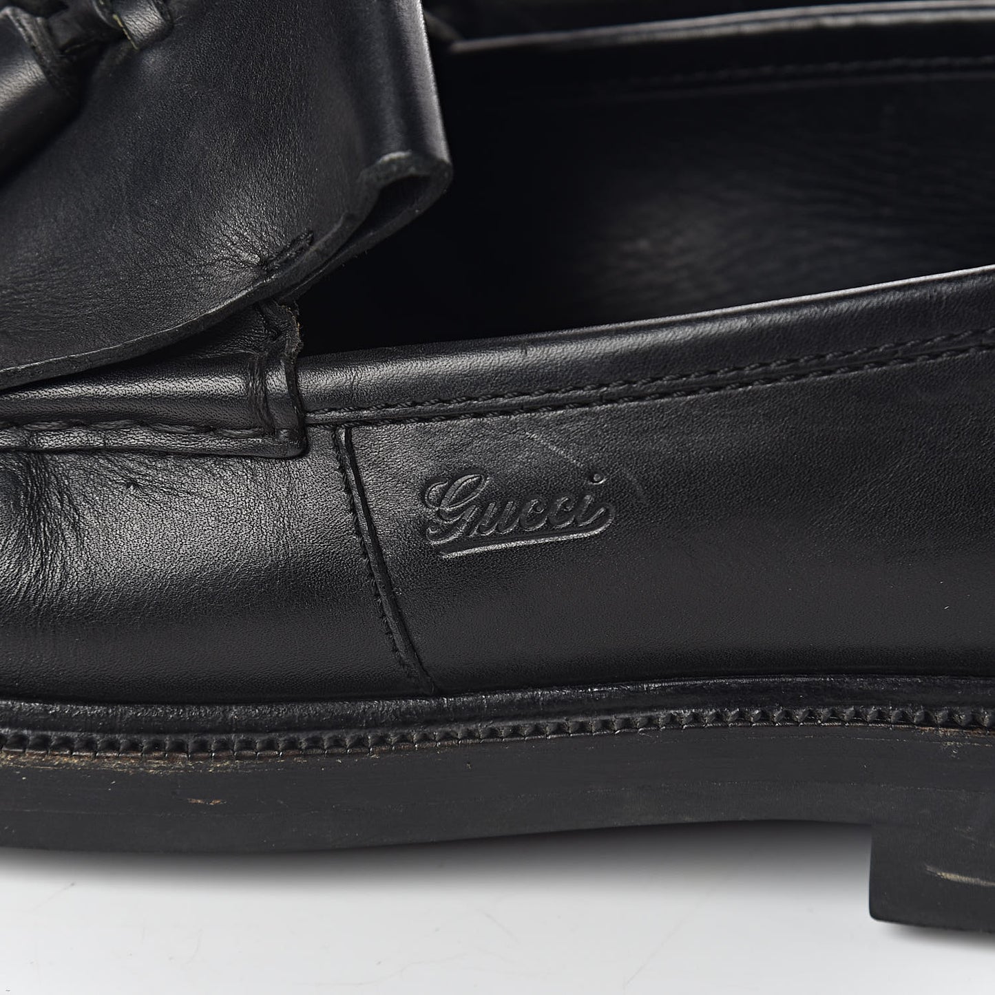 Calfskin Mens Tassel Fringe Loafers 7.5 Black