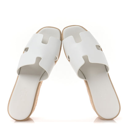 Hermes Calfskin Cork Eze 30 Sandals 37 White 2 of 9