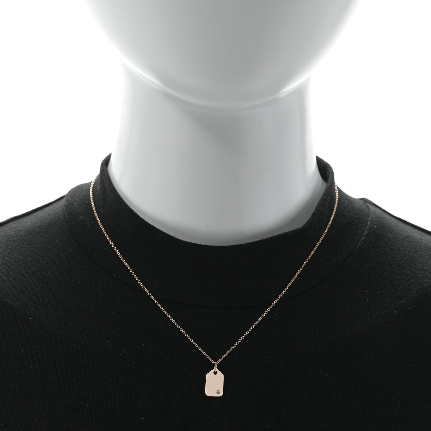 Tiffany 18K Rose Gold Tsavorite Tag Charm Pendant Necklace 2 of 4