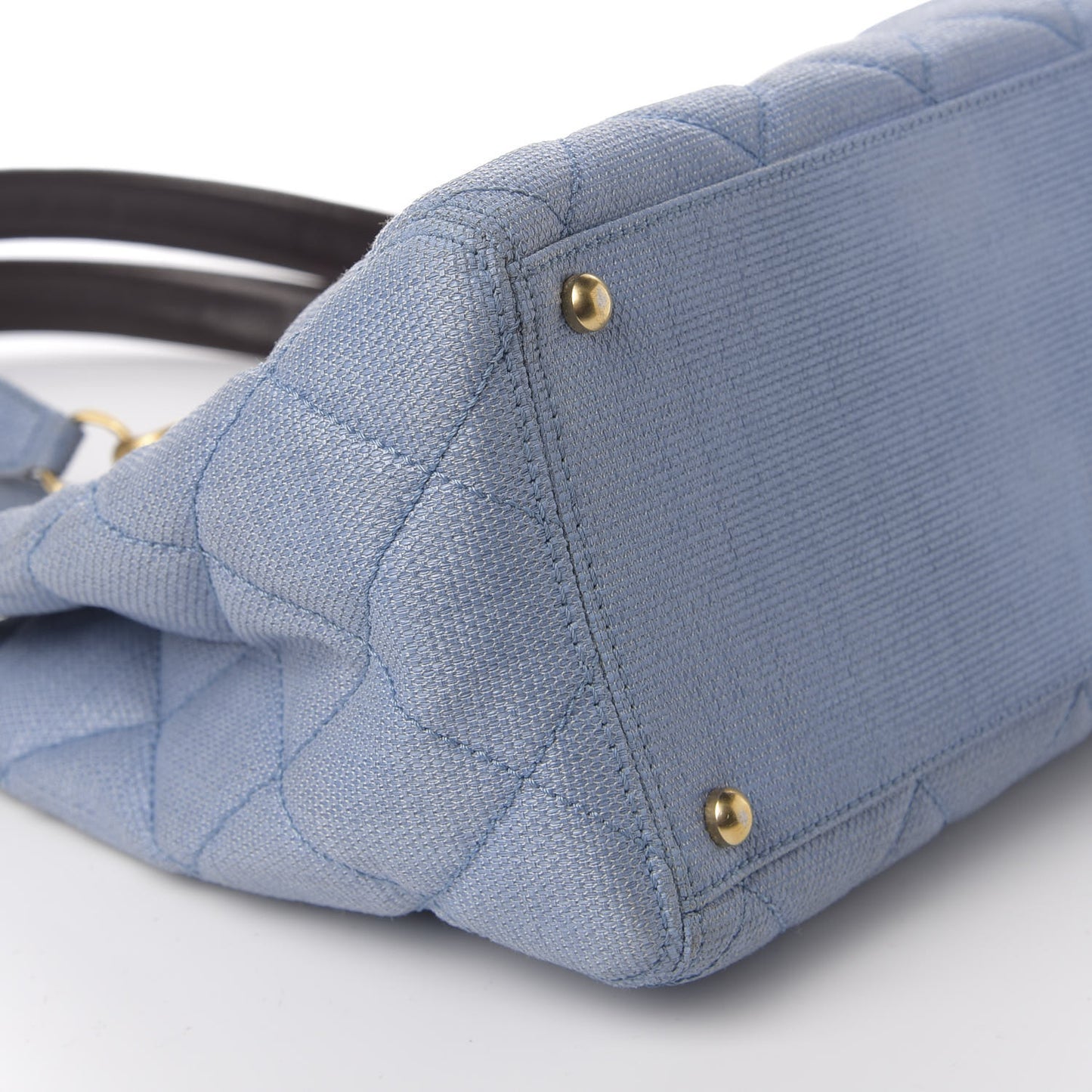 Woven Straw Quilted Shopping Tote Blue