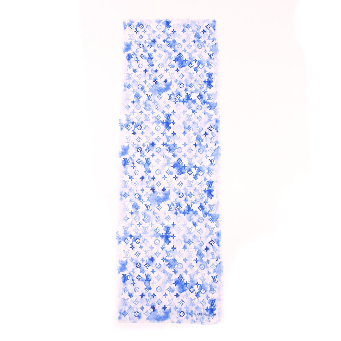 Cotton Monogram Essential Watercolor Stole Blue