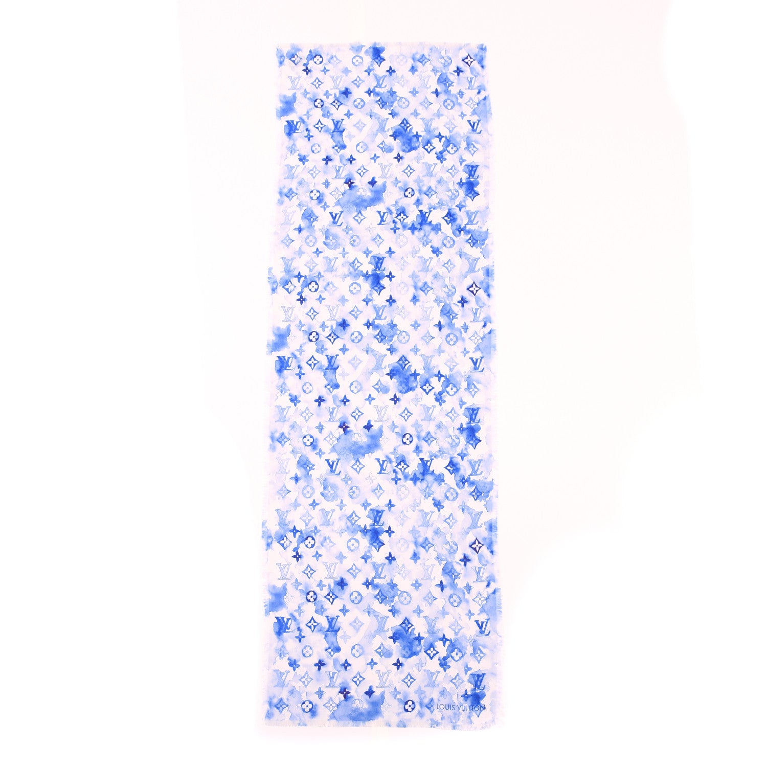 Louis Vuitton Cotton Monogram Essential Watercolor Stole Blue 2 of 6
