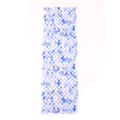 Louis Vuitton Cotton Monogram Essential Watercolor Stole Blue 2 of 6