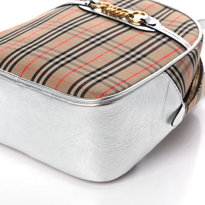 Burberry Smooth Calfskin 1983 Knight Check Link Backpack Silver 9 of 9