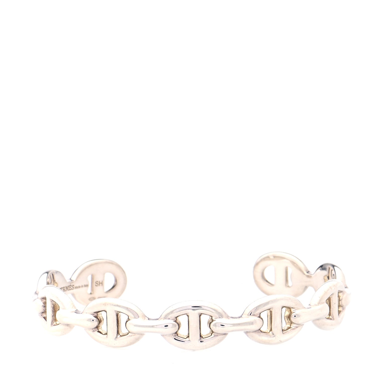 Hermes Sterling Silver MM Chaine d'Ancre Enchainee Cuff Bracelet SH 1 of 5