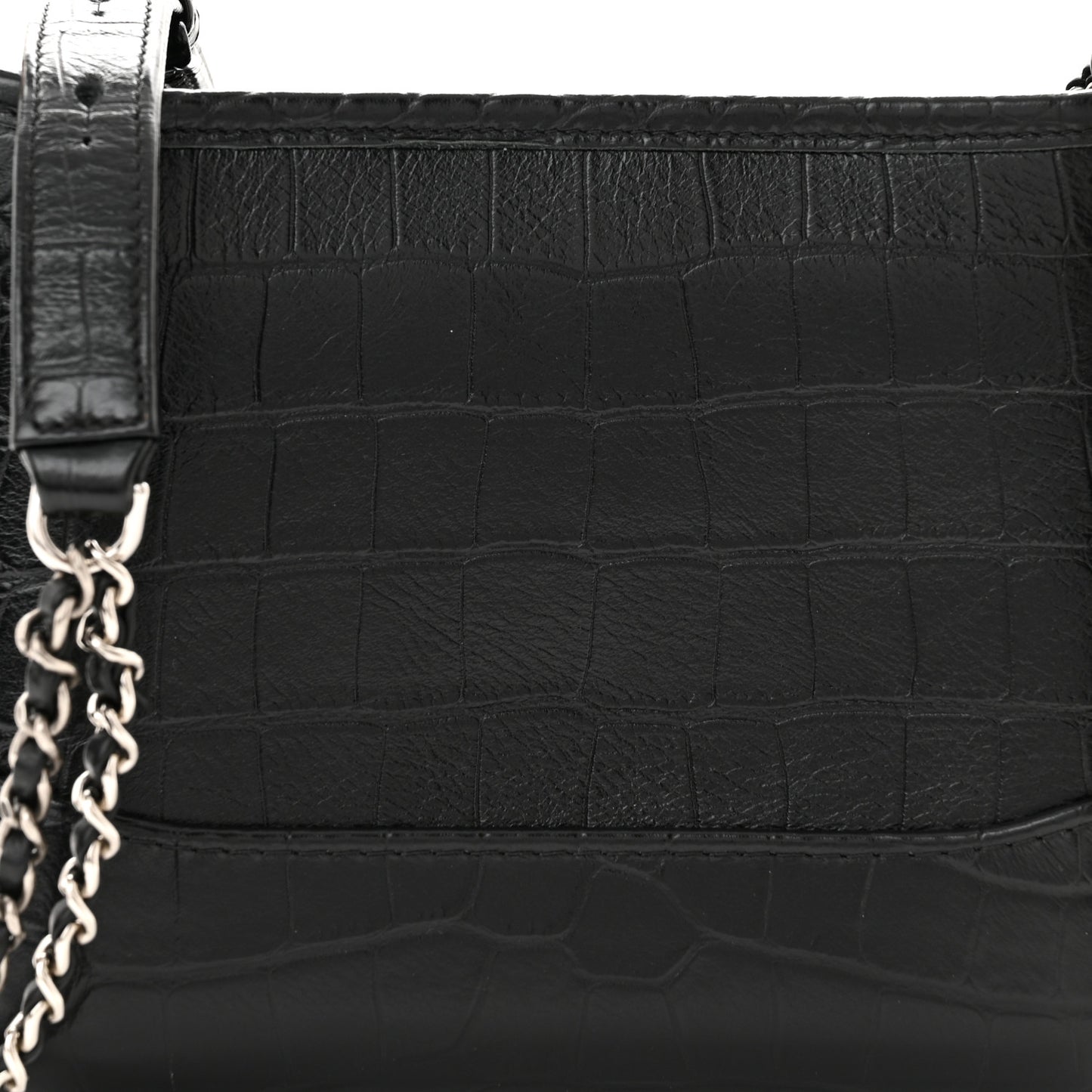 Calfskin Crocodile Embossed Small Gabrielle Cocodile Hobo Black