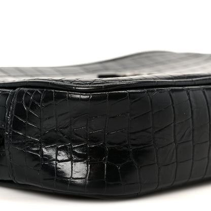 Saint Laurent Calfskin Crocodile Embossed Monogram Mini Lou Camera Bag Black 9 of 11