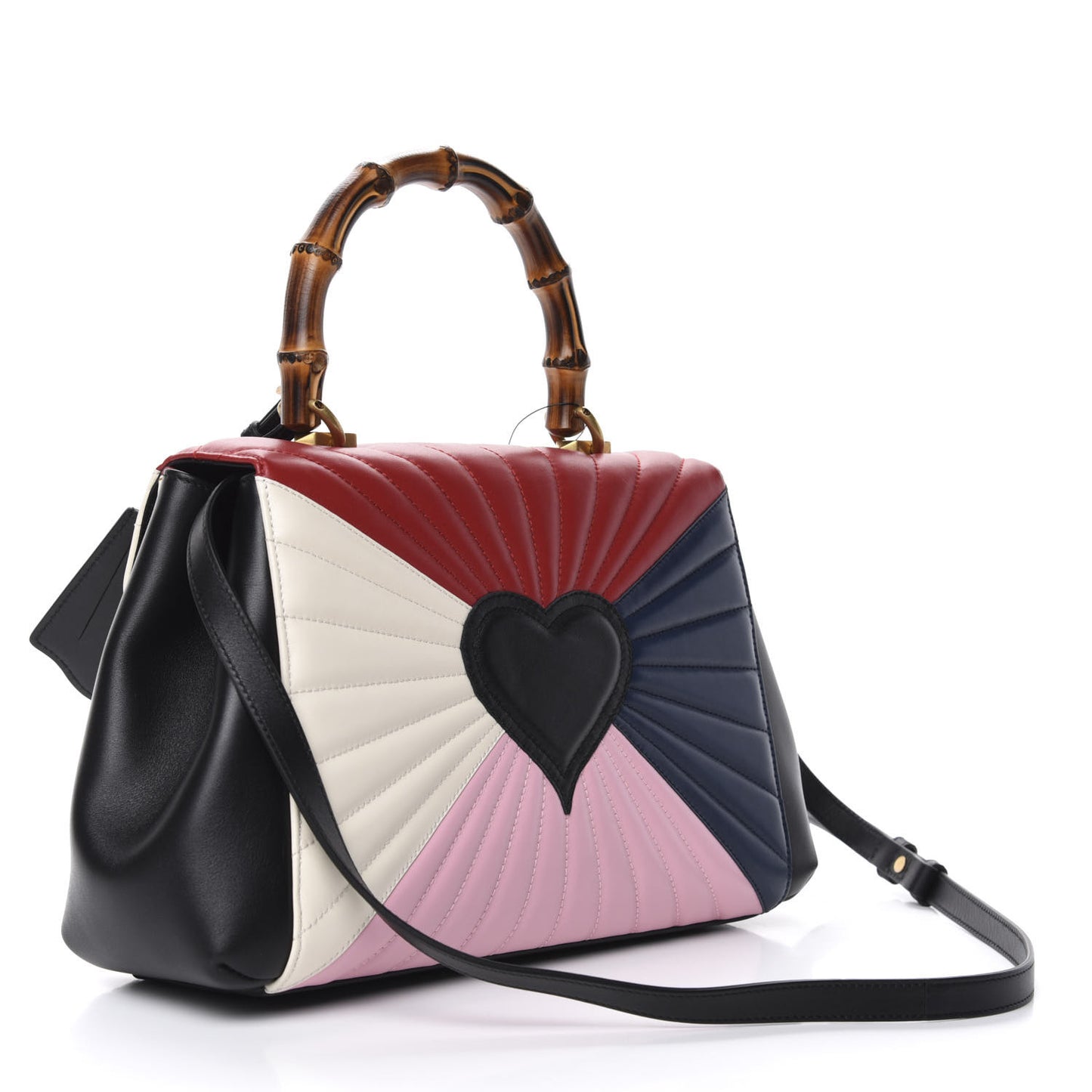 Calfskin Bamboo Trapuntata Queen Margaret Top Handle Bag Blue Agata Hibiscus Red Mystic White Sugar Pink
