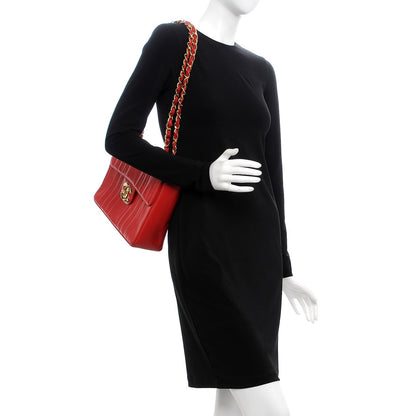 Chanel Lambskin Vertical Quilt Jumbo Single Flap Red 3 of 12