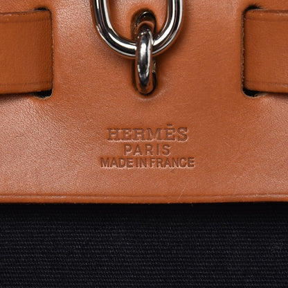 Hermes Toile Vache Calfskin Herbag 30 PM Black Natural 7 of 21