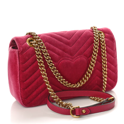 Gucci Velvet Matelasse Small GG Marmont Shoulder Bag Light Raspberry Rose 2 of 9