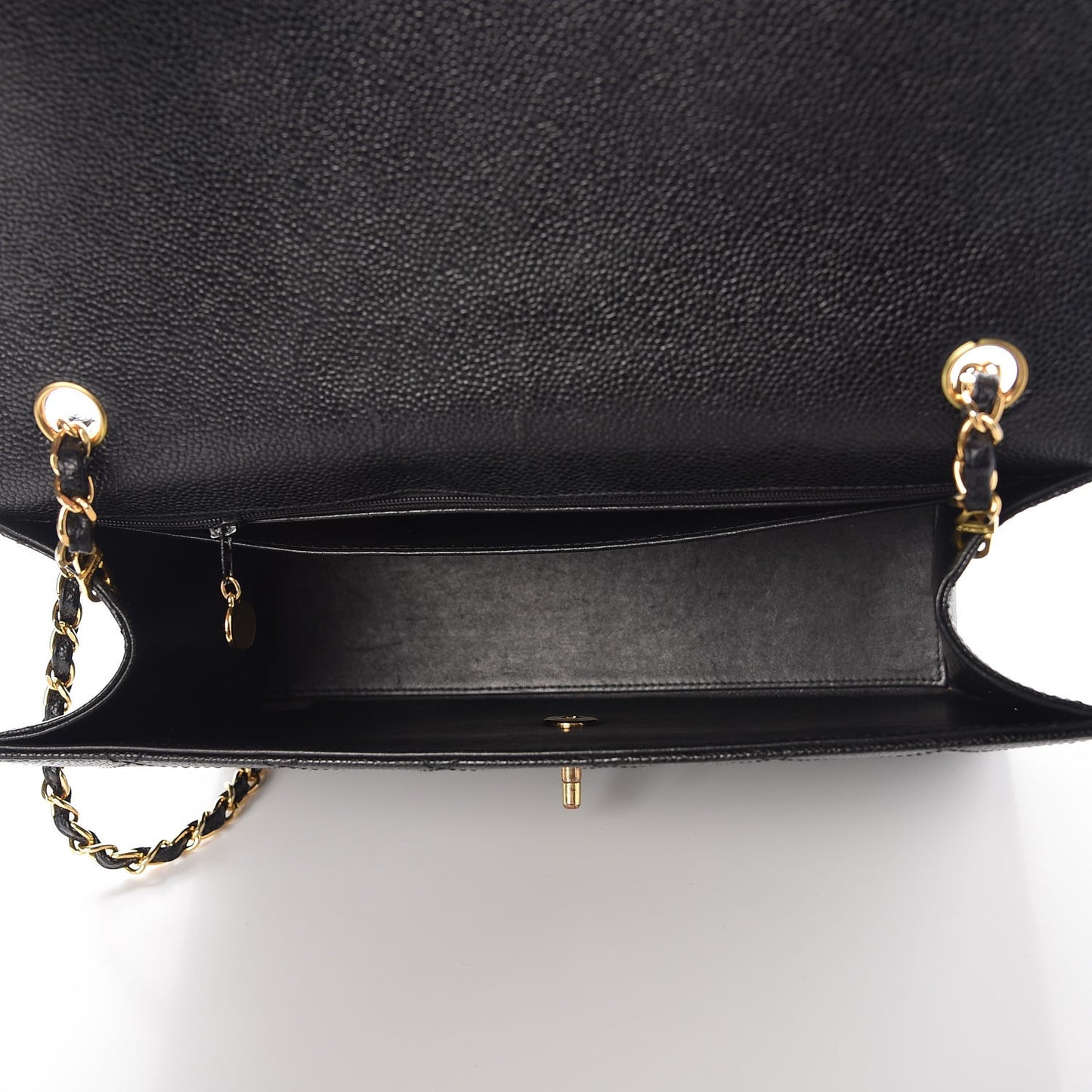 Caviar Stitch Jumbo Single Flap Black