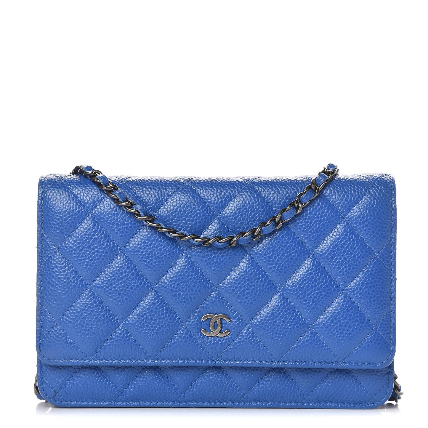 Caviar Quilted Wallet On Chain WOC Blue