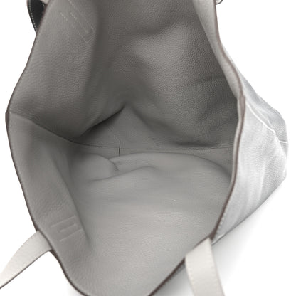 Hermes Taurillon Clemence Double Sens 36 Reversible Tote Gris Perle Bleu Orage 8 of 17