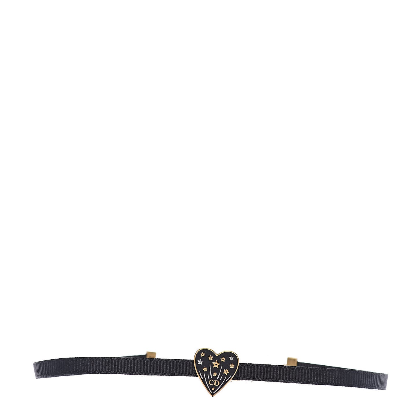 Grosgrain Ribbon Heart Choker Necklace Black