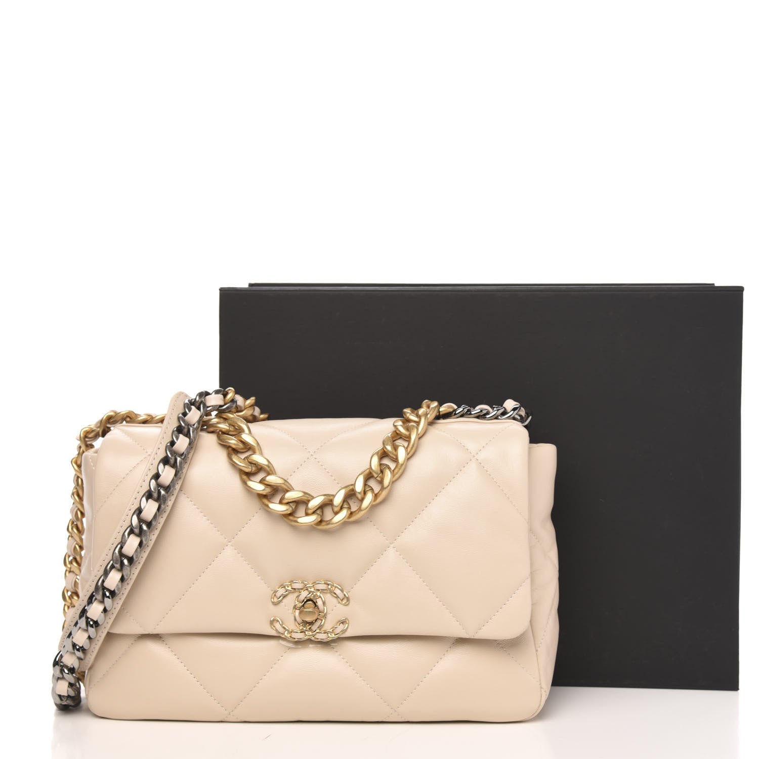 Chanel Lambskin Quilted Large 19 Flap Beige 11 of 11