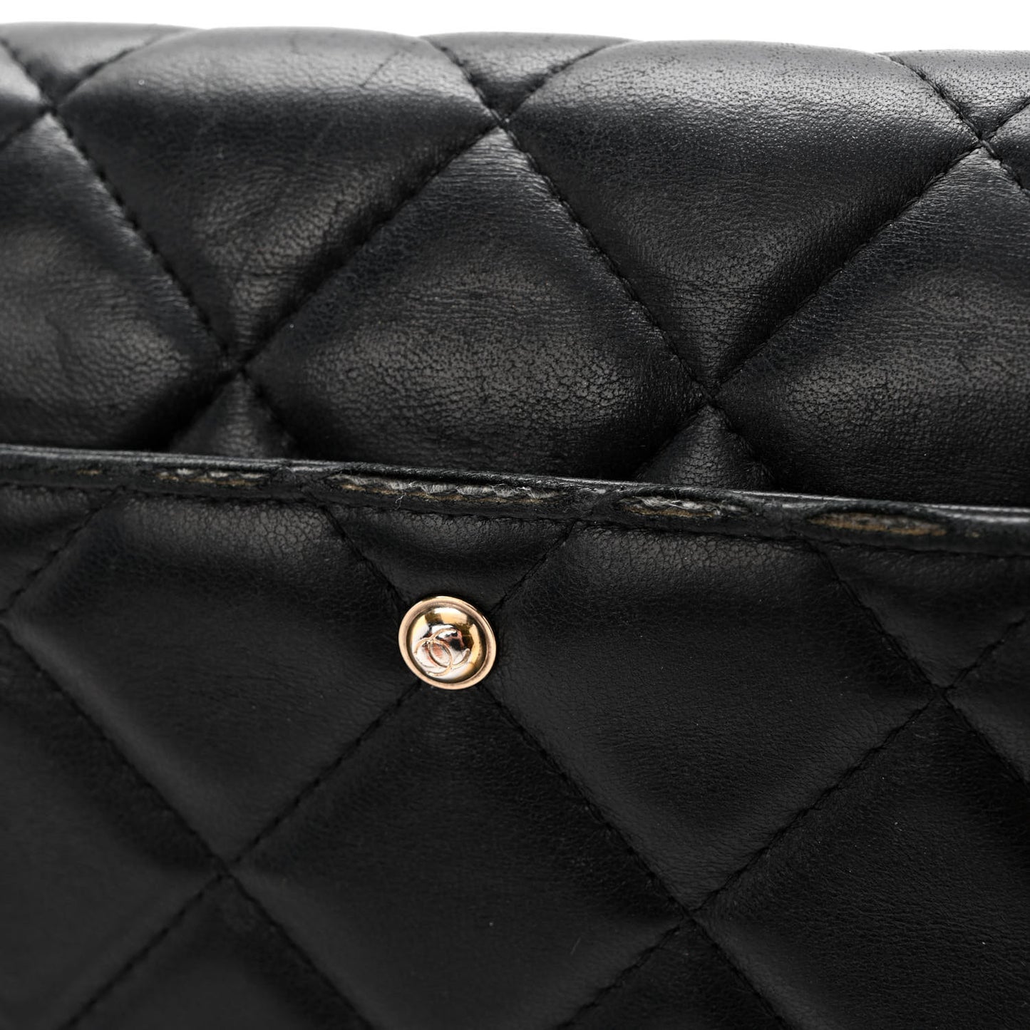Lambskin Resin Bi-Color Quilted Wallet On Chain WOC Black