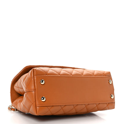 Chanel Caviar Quilted Mini Coco Handle Flap Light Brown 4 of 9