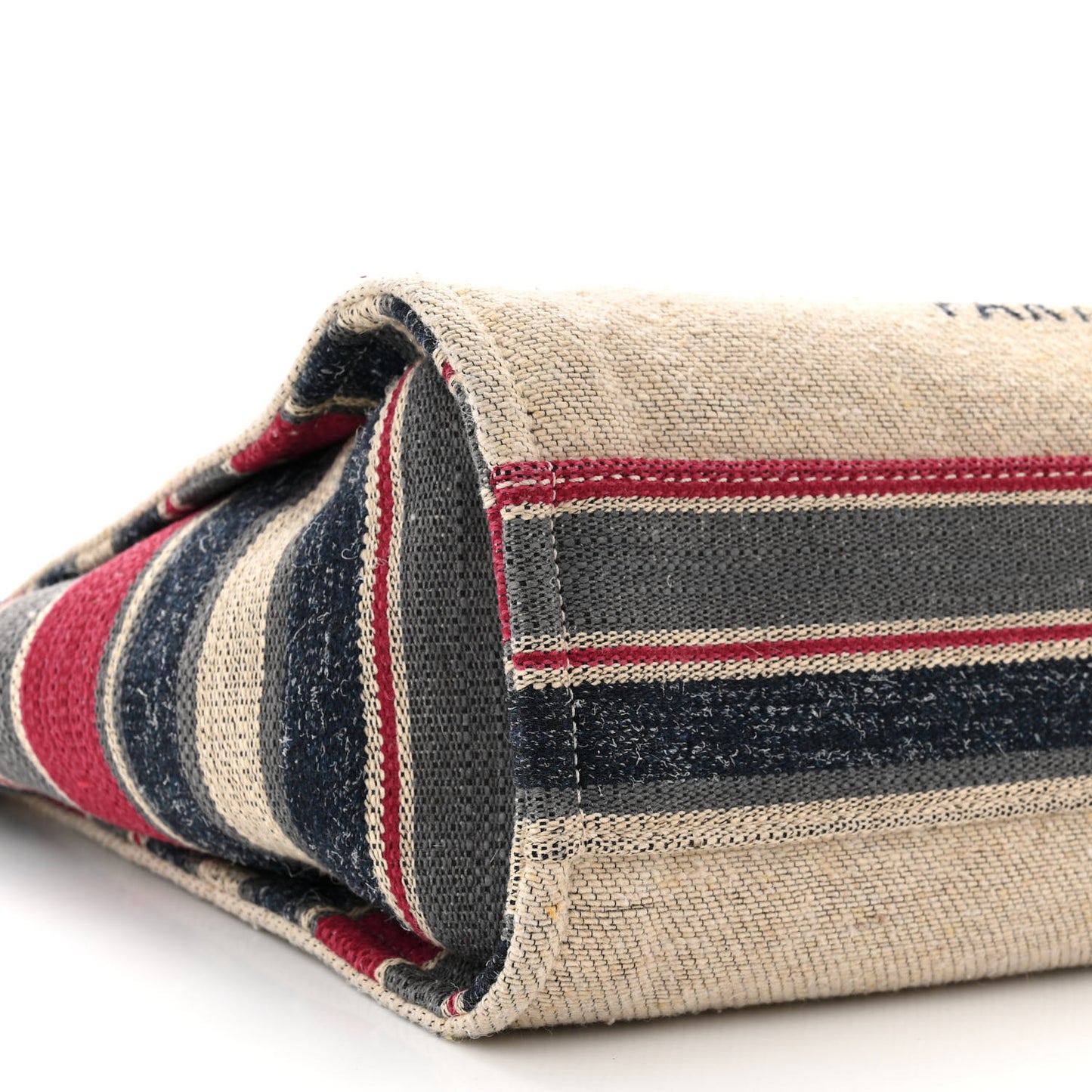 Striped Canvas Small Deauville Tote Beige